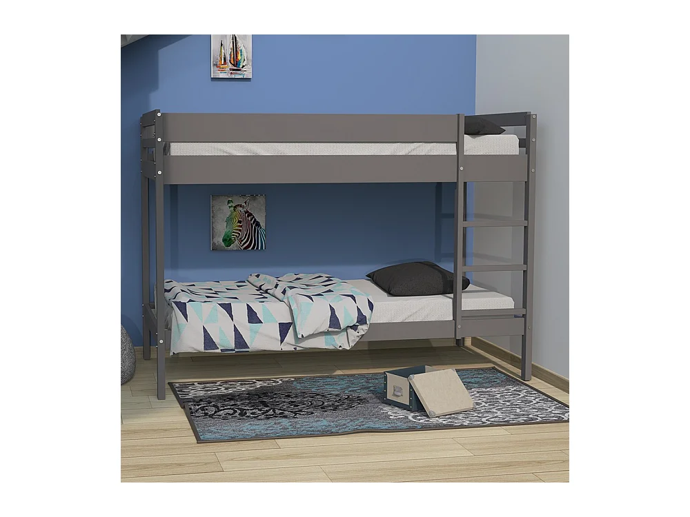 Lit superposé 90x190 BRICE Gris incl. 2 sommiers