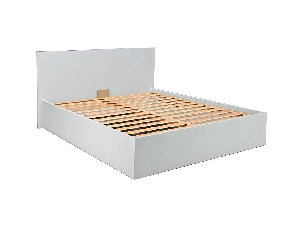 Lit coffre 2 places 160x200cm Blanc avec sommier MARO