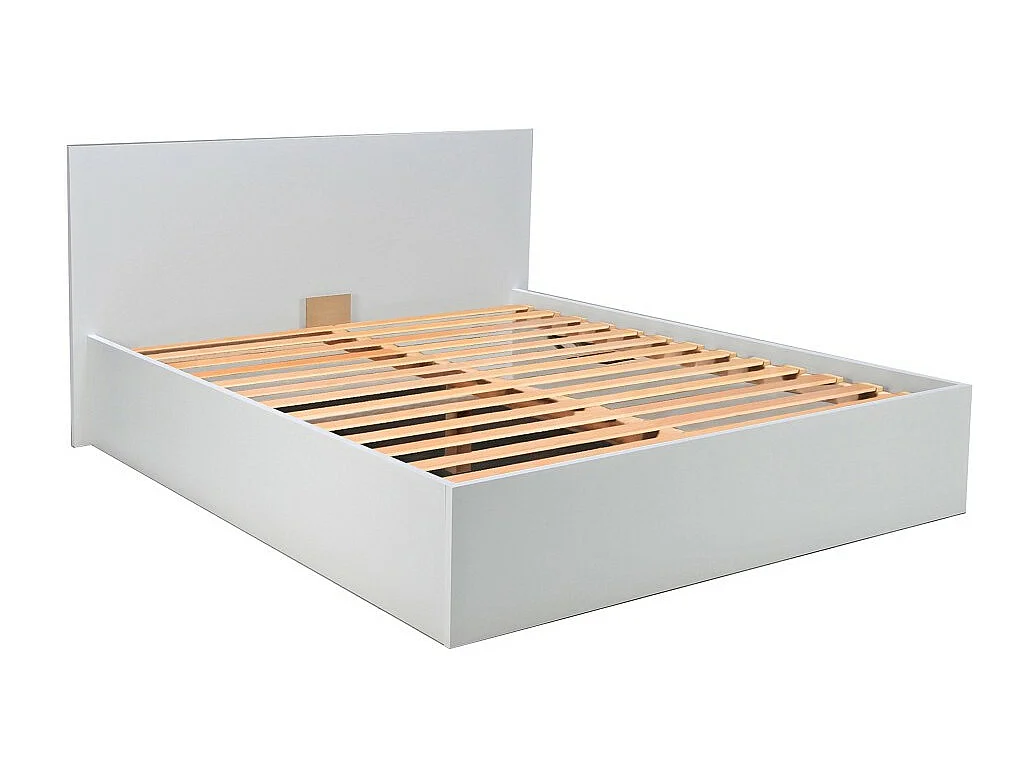 Lit coffre 2 places 160x200cm Blanc avec sommier MARO