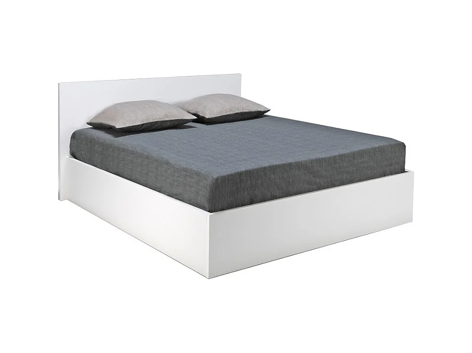 Lit coffre 2 places 140x190cm Blanc avec sommier MARO