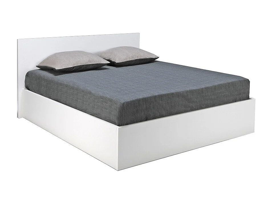 Lit coffre 2 places 140x190cm Blanc avec sommier MARO