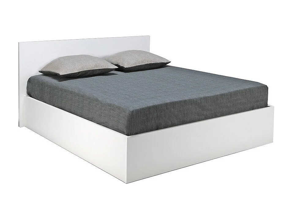 Lit coffre 2 places 140x190cm Blanc avec sommier MARO