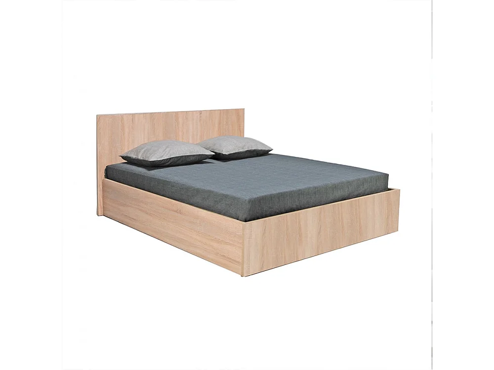 Lit coffre 2 places 140x190cm couleur chêne avec sommier MARO