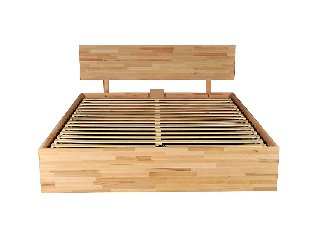 Lit coffre 2 places 140x200cm Hêtre massif huilé avec sommier MALI