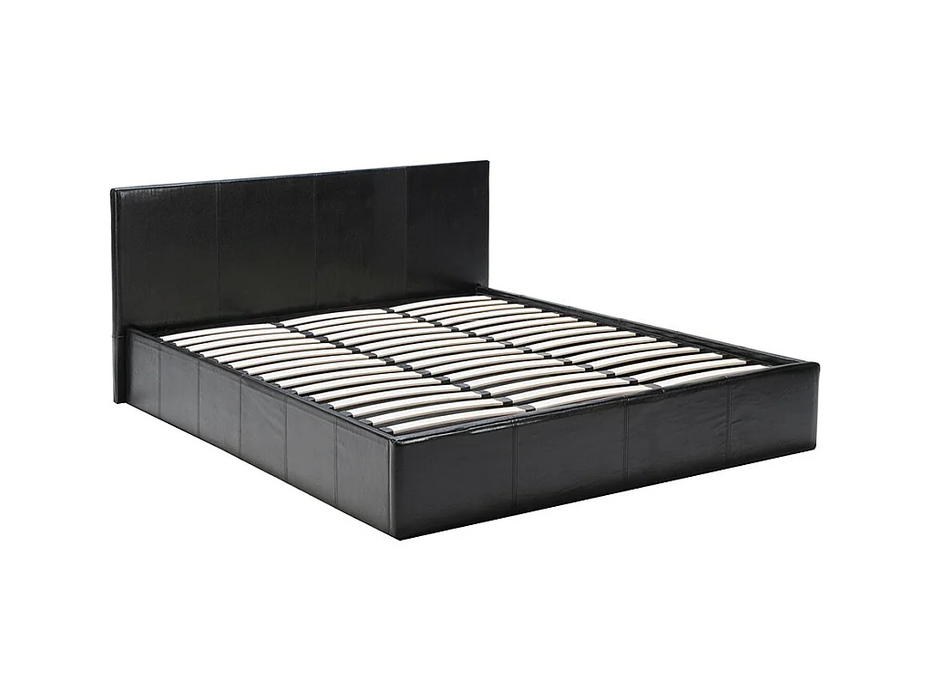Lit coffre 2 places 160x200cm Noir avec sommier BACELAN