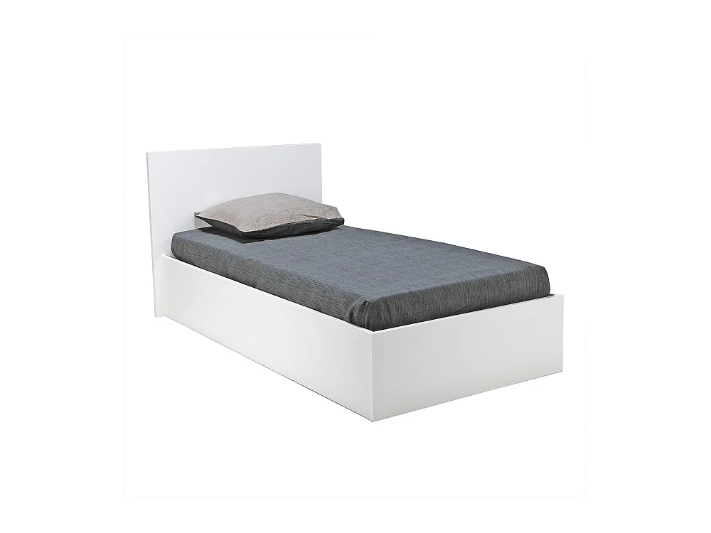 Lit coffre 1 place 90x200cm couleur Blanc avec sommier MARO