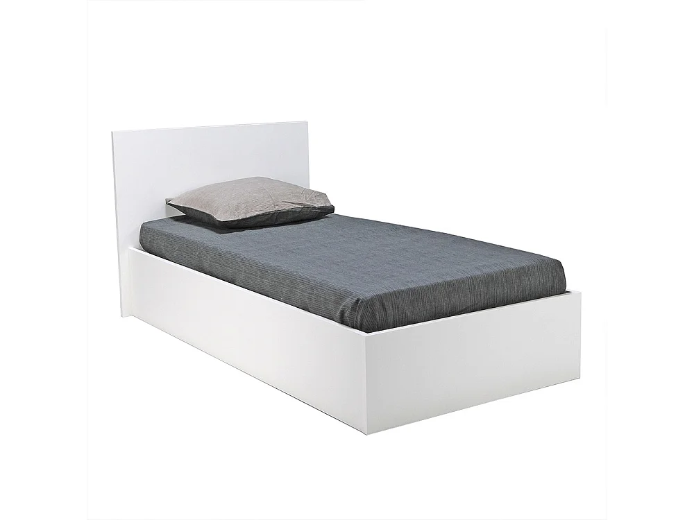 Lit coffre 1 place 90x200cm couleur Blanc avec sommier MARO