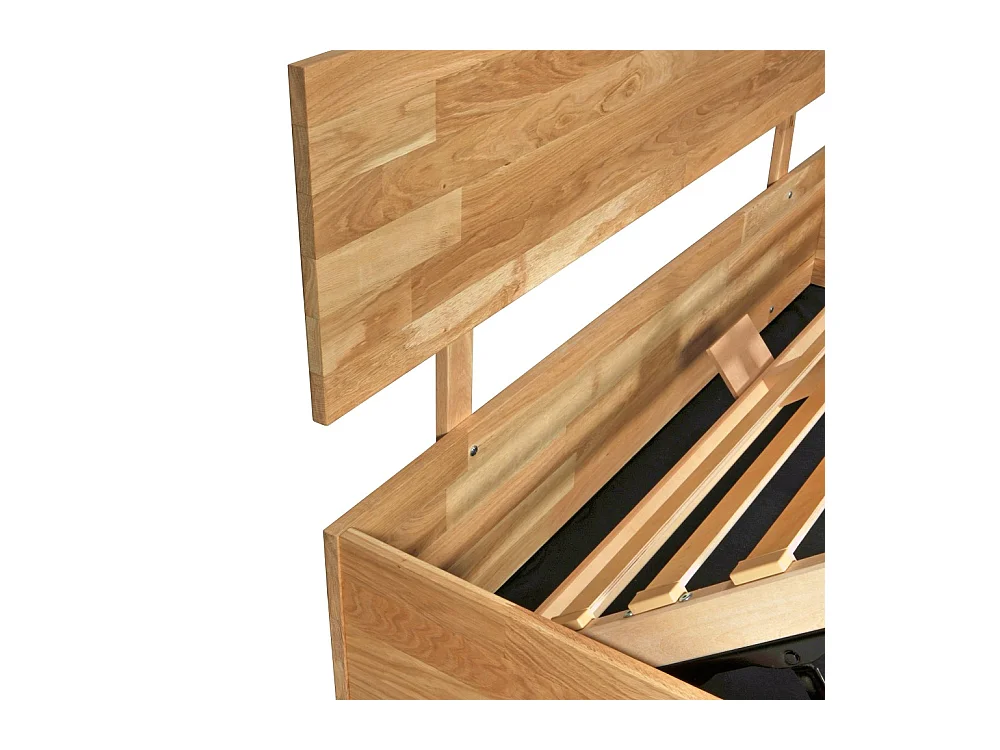 Lit coffre 2 places 180x200cm Chêne massif huilé avec sommier MALI