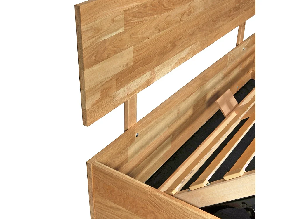 Lit coffre 2 places 180x200cm Chêne massif huilé avec sommier MALI