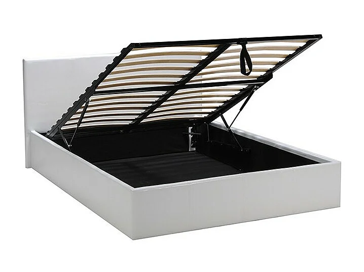 Lit coffre 2 places 140x190cm blanc avec sommier BACELAN