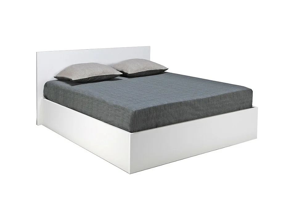 Lit coffre 2 places 180x200cm Blanc avec sommier MARO