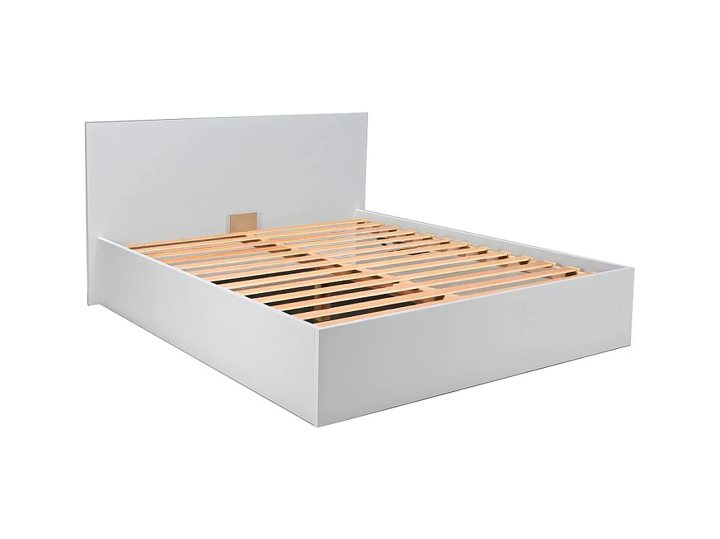 Lit coffre 2 places 180x200cm Blanc avec sommier MARO