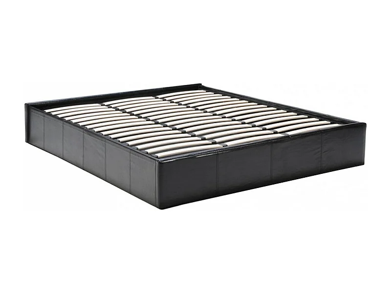 Lit coffre 2 places 160x200cm Noir avec sommier TURIN