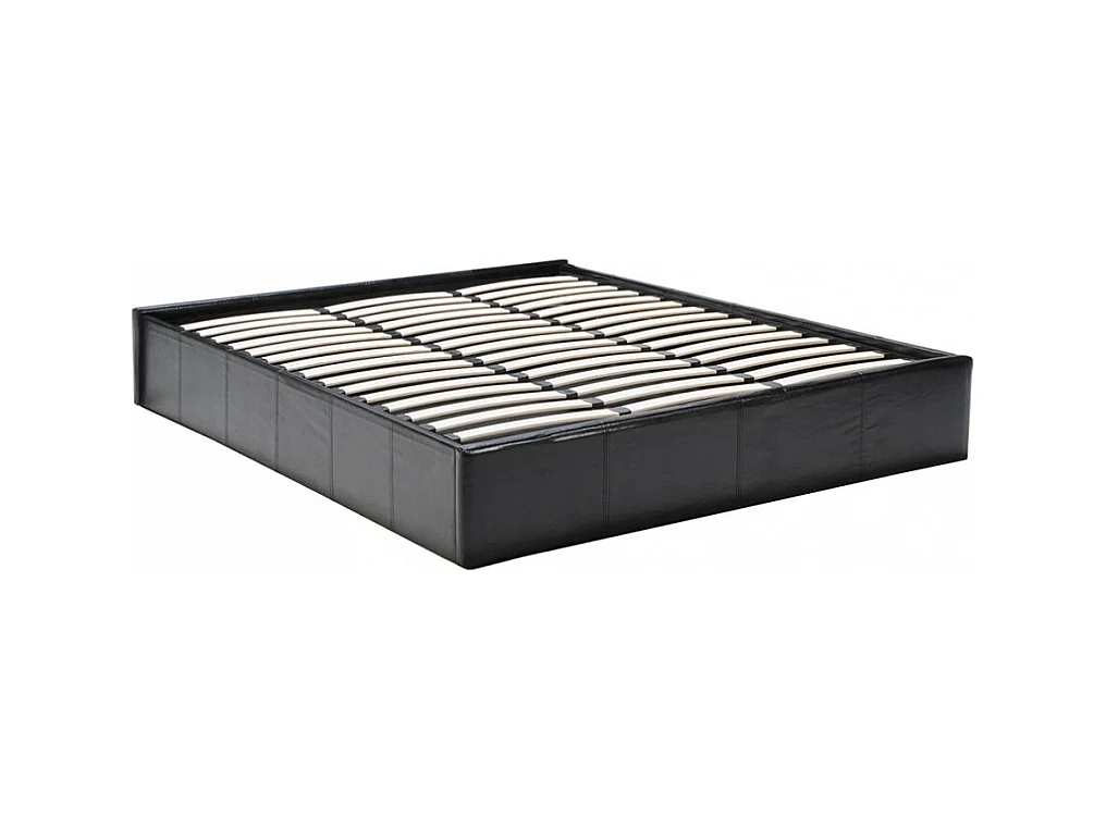 Lit coffre 2 places 160x200cm Noir avec sommier TURIN