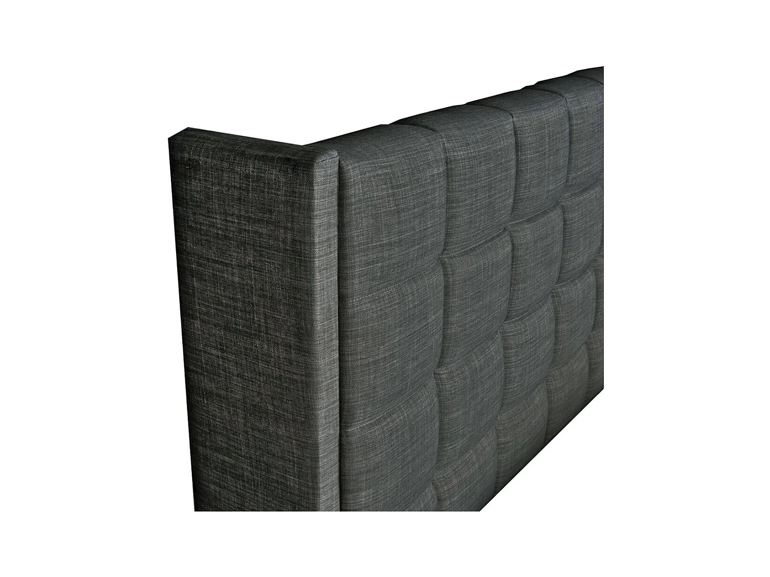 Lit coffre 2 places 160x200cm tissu Gris foncé avec sommier WALLE