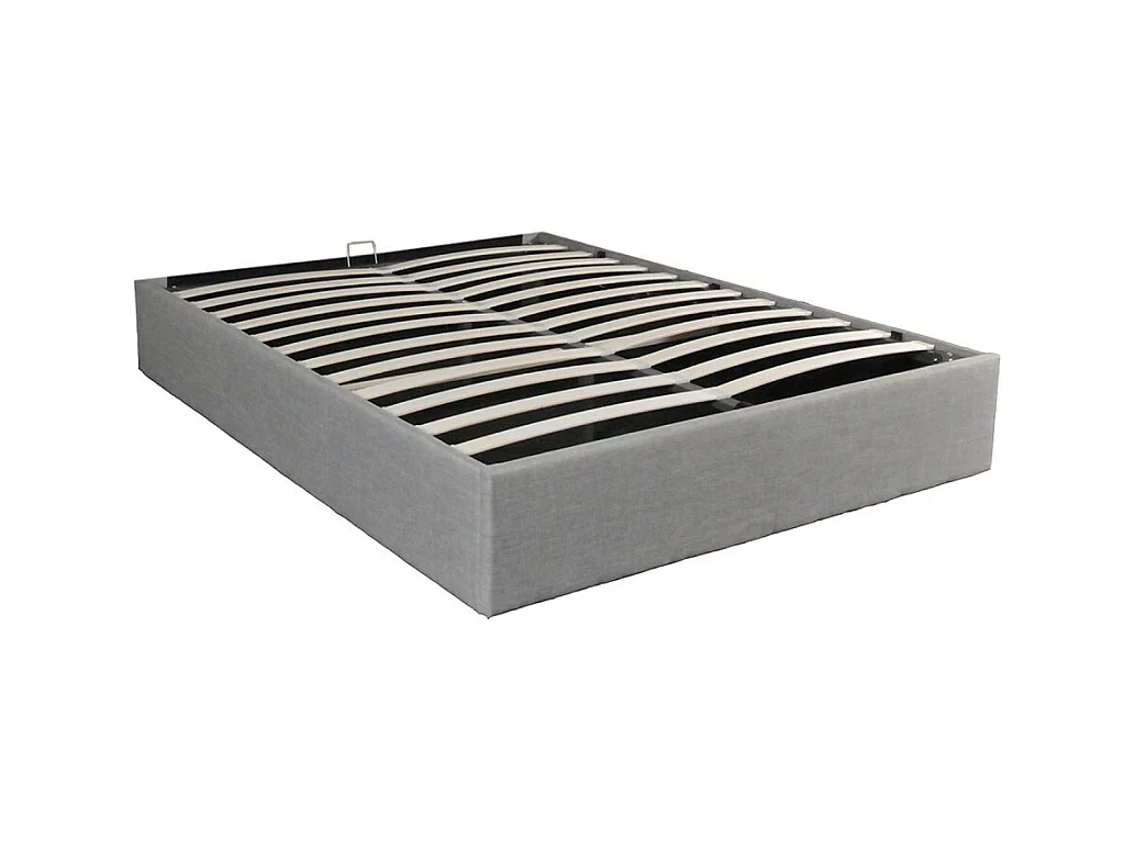 Lit coffre 2 places 160x200cm Gris clair avec sommier GENI