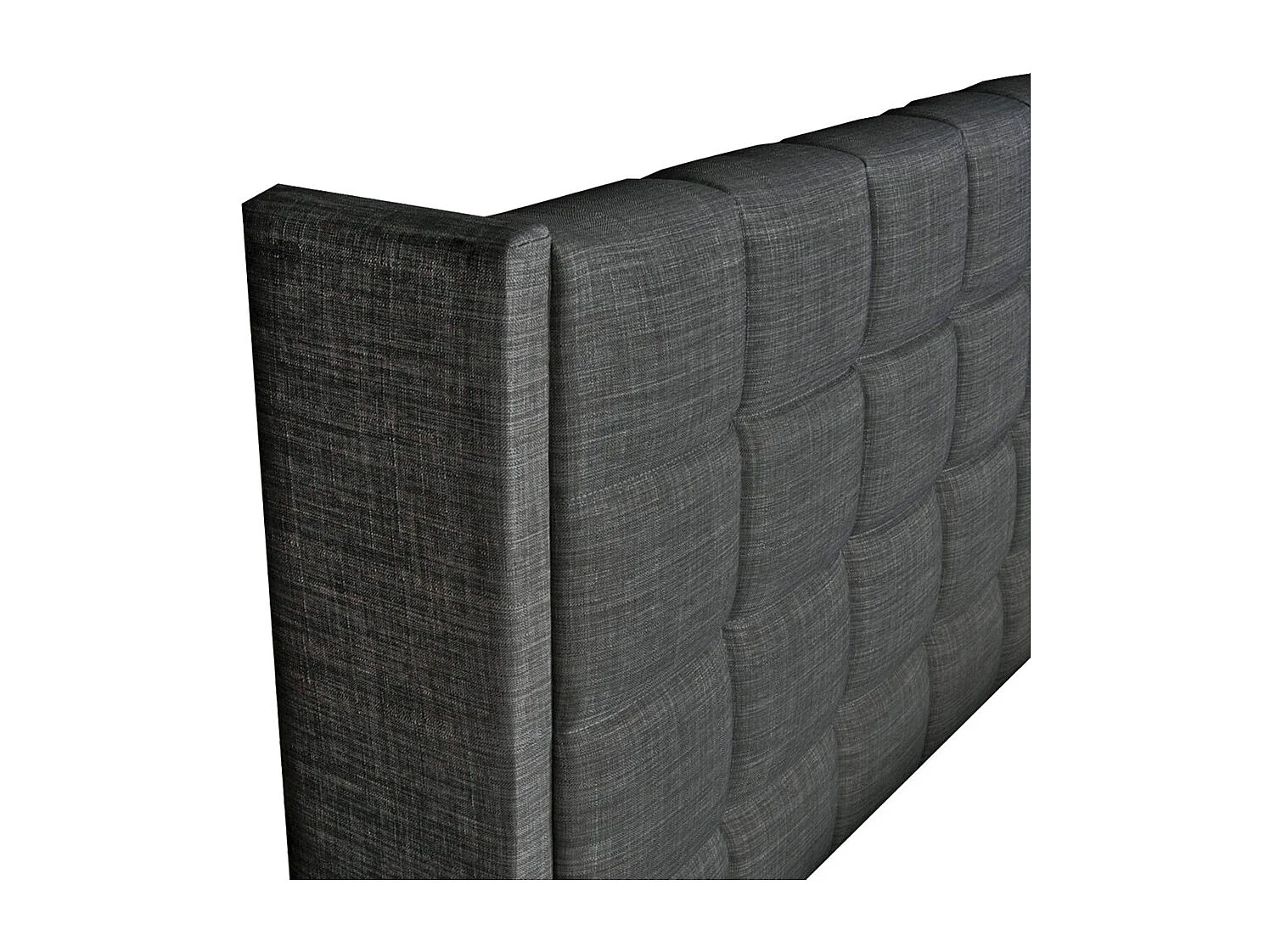 Lit coffre 2 places 140x190cm tissu Gris foncé avec sommier WALLE