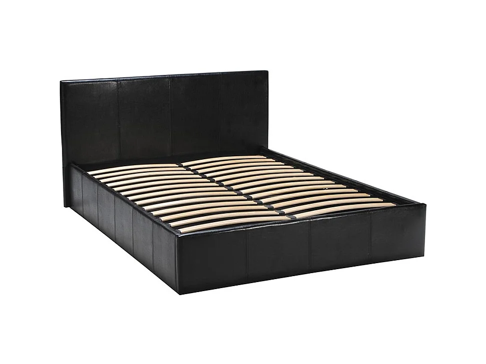 Lit coffre 2 places 140x190cm Noir avec sommier BACELAN