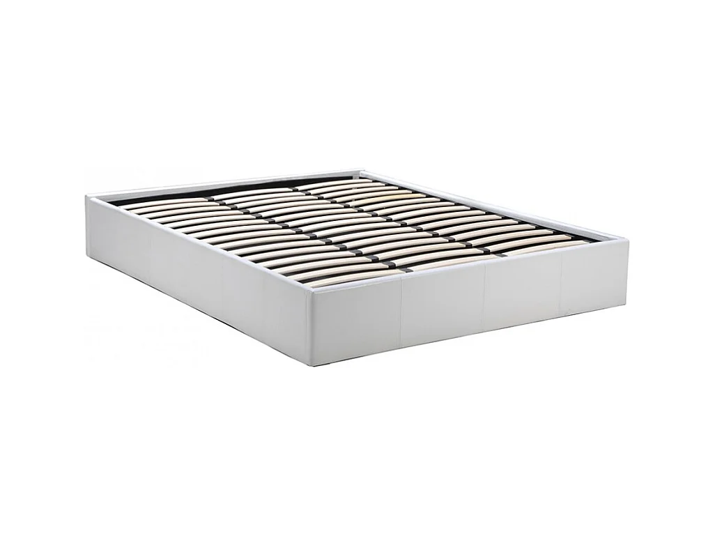 Lit coffre 2 places 160x200cm blanc avec sommier TURIN