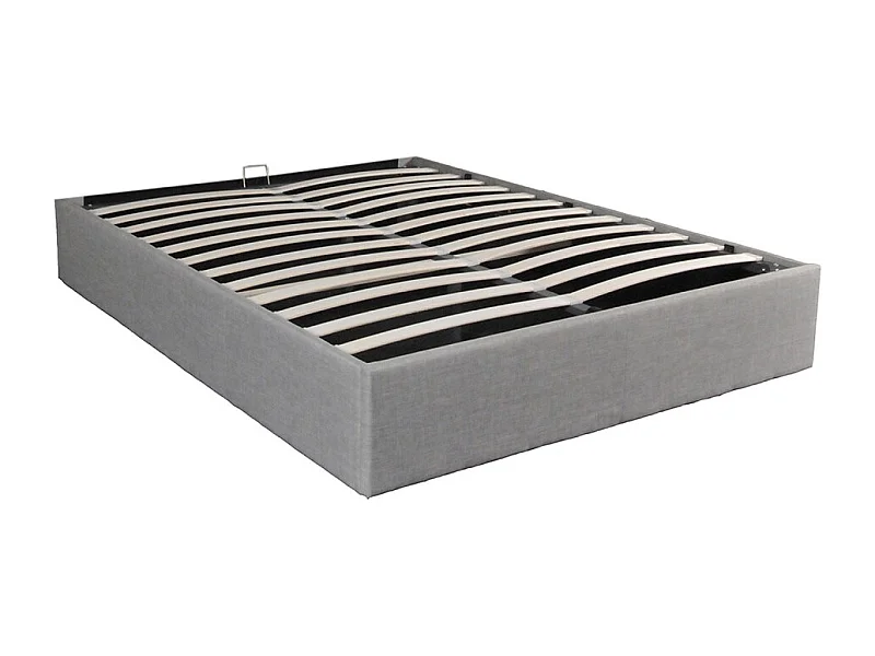 Lit coffre 2 places 140x190cm Gris clair avec sommier GENI