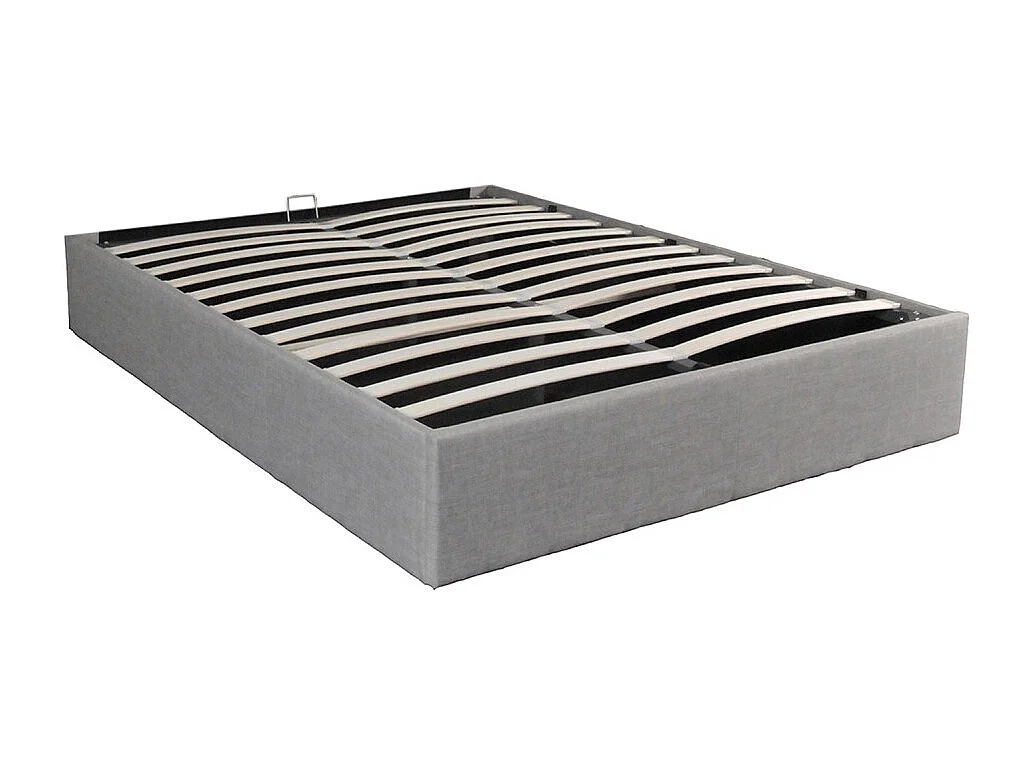 Lit coffre 2 places 140x190cm Gris clair avec sommier GENI