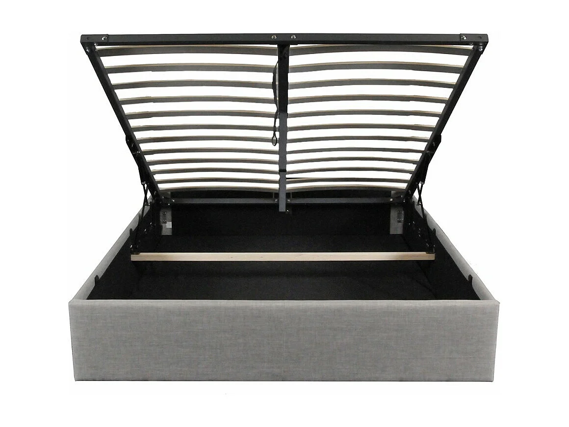 Lit coffre 2 places 140x190cm Gris clair avec sommier GENI