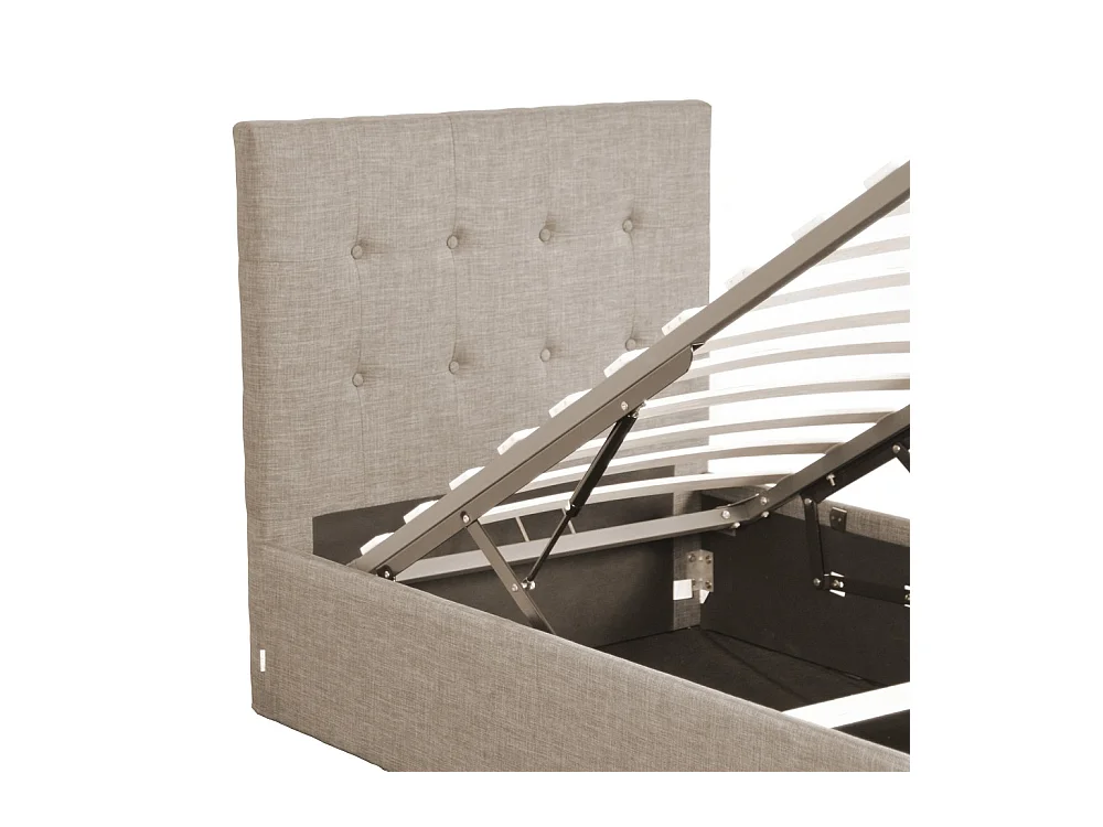 Lit coffre 1 place 90x190cm tissu Beige avec sommier PAMA