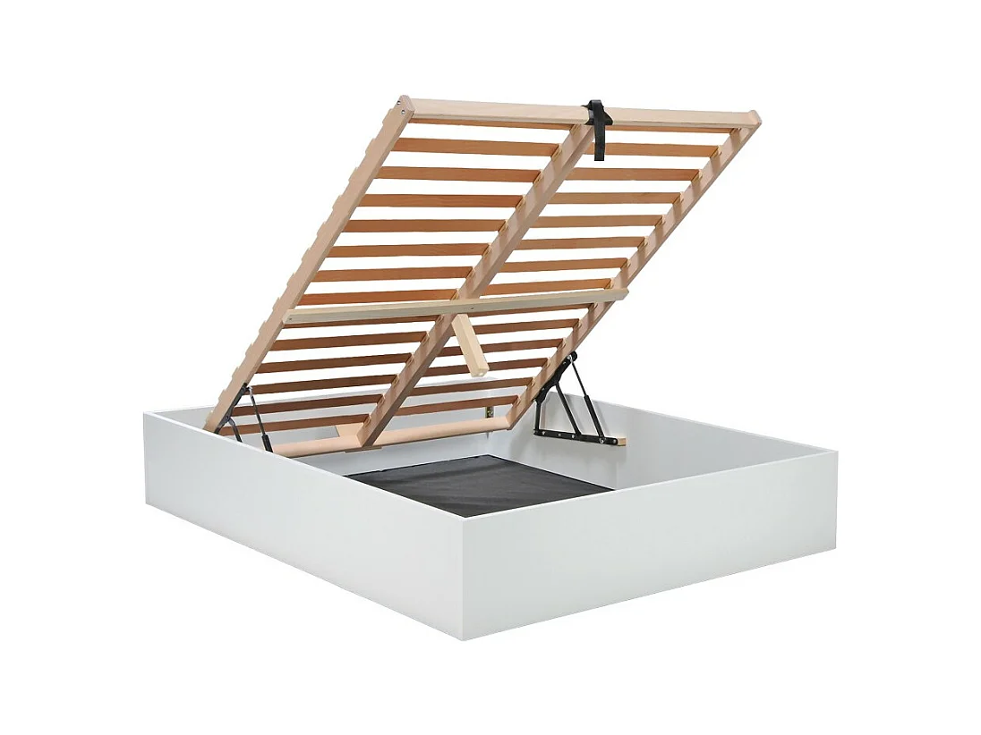 Lit coffre 2 places 180x200cm couleur Blanc avec sommier BILYBA