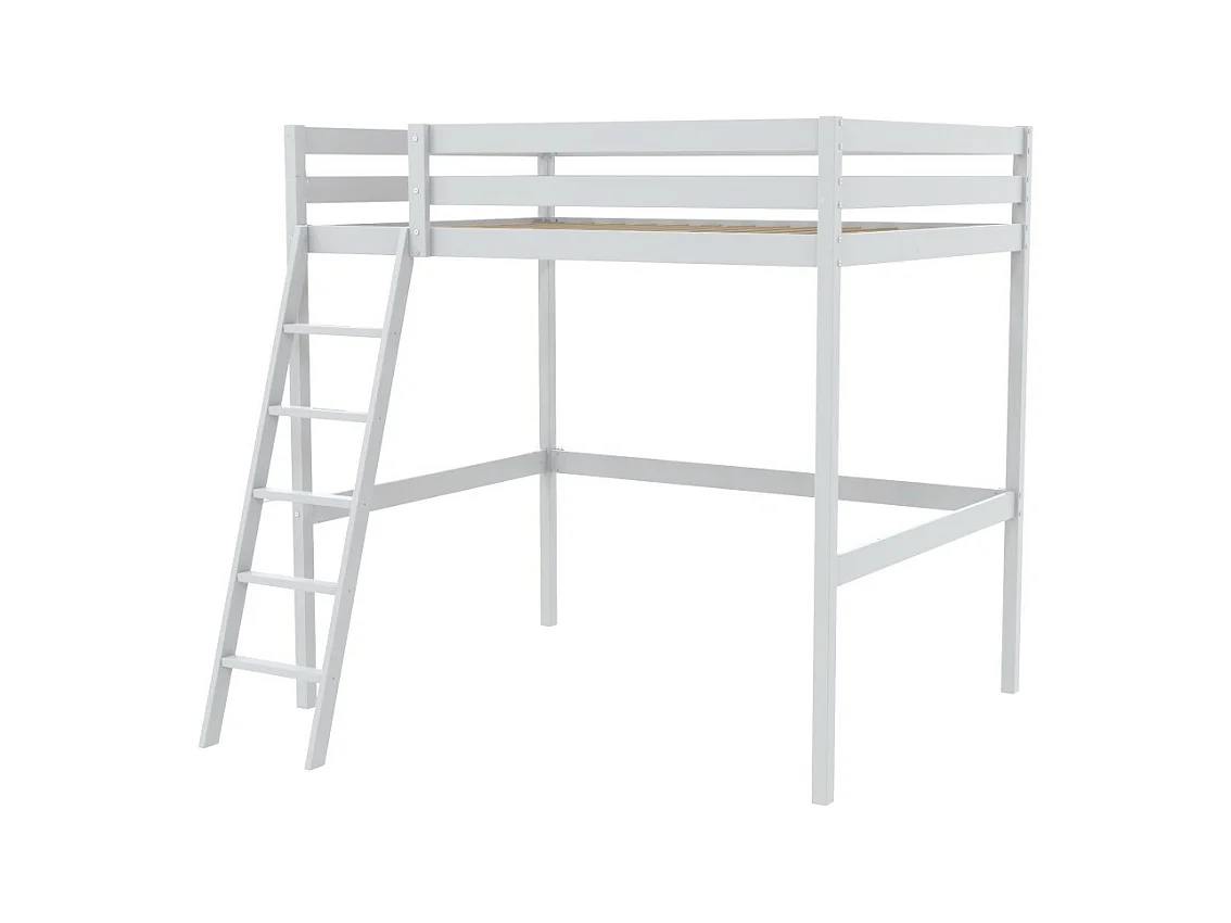 Lit Mezzanine 90x200cm blanc SALA avec incl. Sommier et échelle