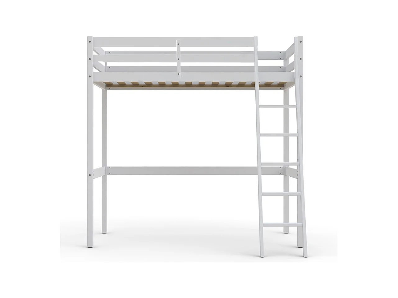 Lit Mezzanine 90x200cm blanc SALA avec incl. Sommier et échelle