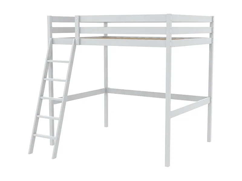 Lit Mezzanine 90x200cm blanc SALA avec incl. Sommier et échelle