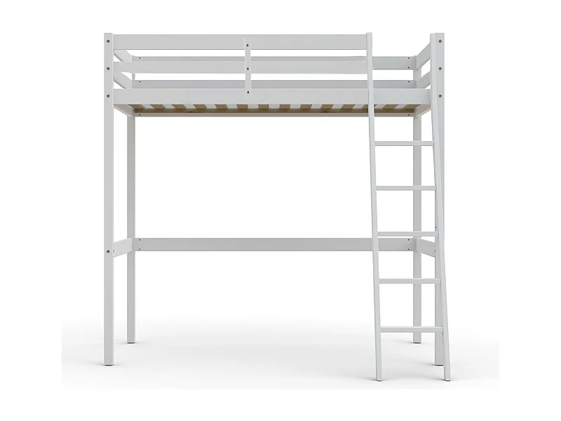 Lit Mezzanine 90x190cm blanc SALA avec incl. Sommier et échelle