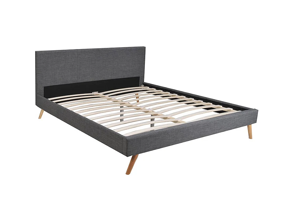 Lit 2 places 160x200cm Gris foncé FIONI inclus sommier et tête de lit