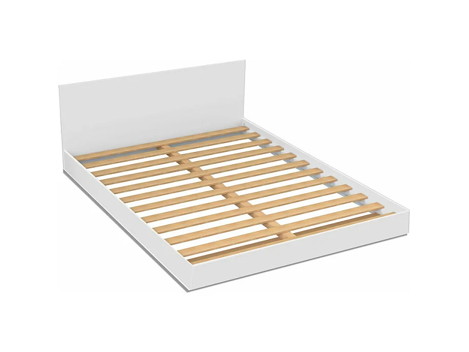 Lit 2 places 160x200cm Blanc LIFA inclus sommier et tête de lit