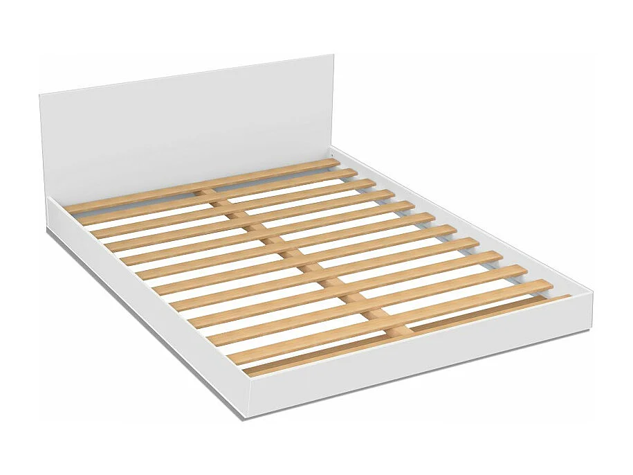 Lit 2 places 160x200cm Blanc LIFA inclus sommier et tête de lit