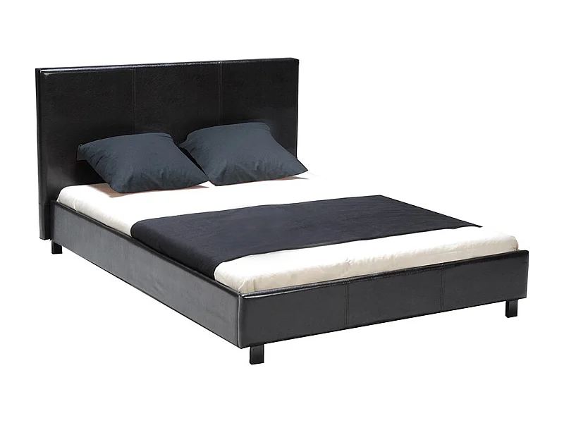 Lit 2 places 140x190cm noir avec sommier ALATA