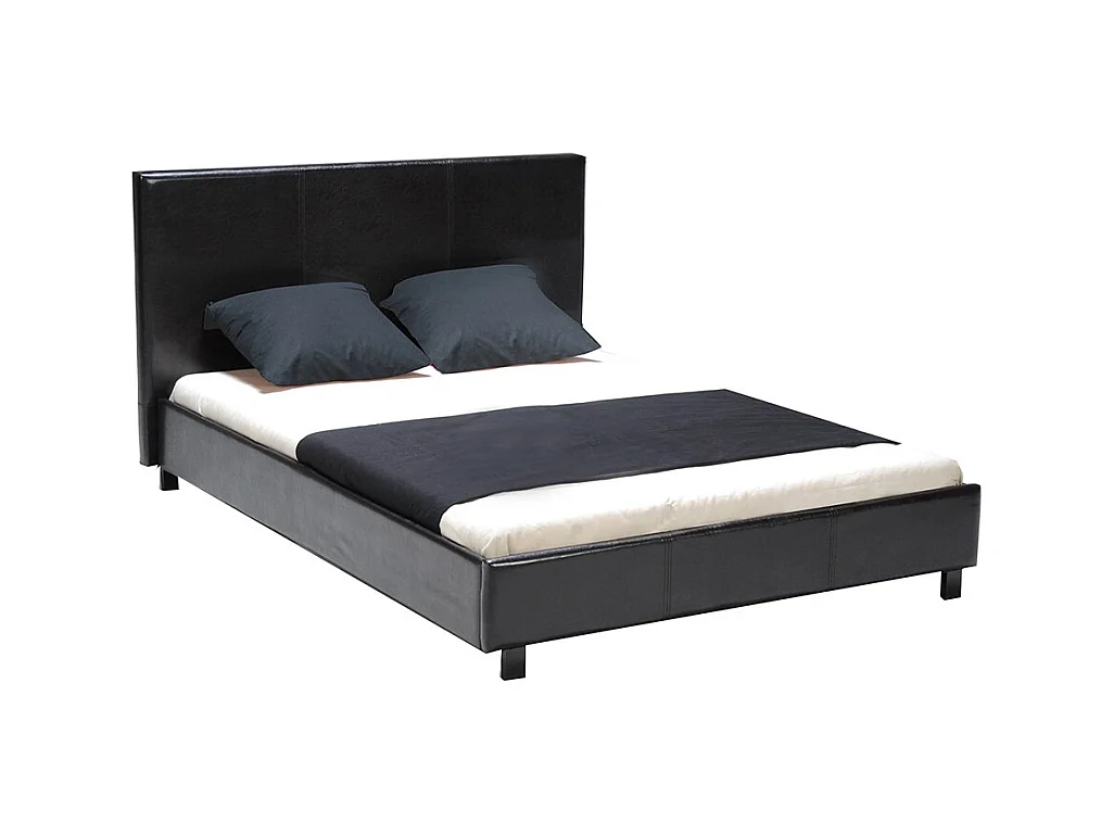 Lit 2 places 140x190cm noir avec sommier ALATA