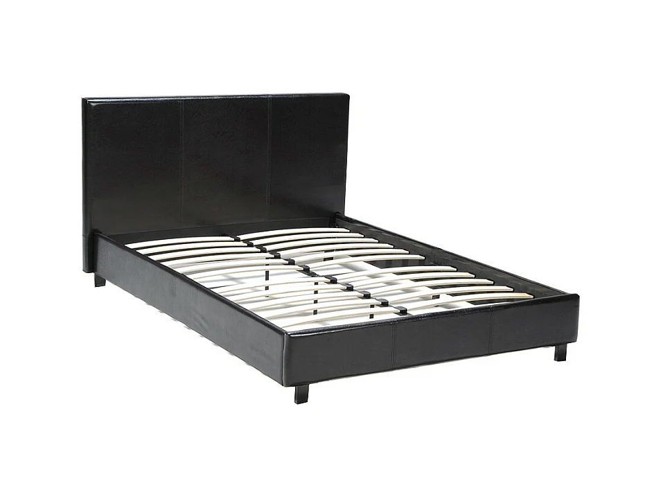 Lit 2 places 140x190cm noir avec sommier ALATA