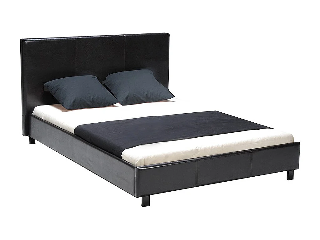 Lit 2 places 140x190cm noir avec sommier ALATA