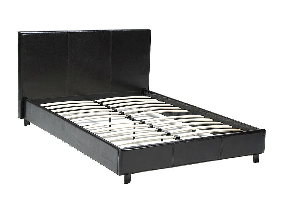 Lit 2 places 140x190cm noir avec sommier ALATA