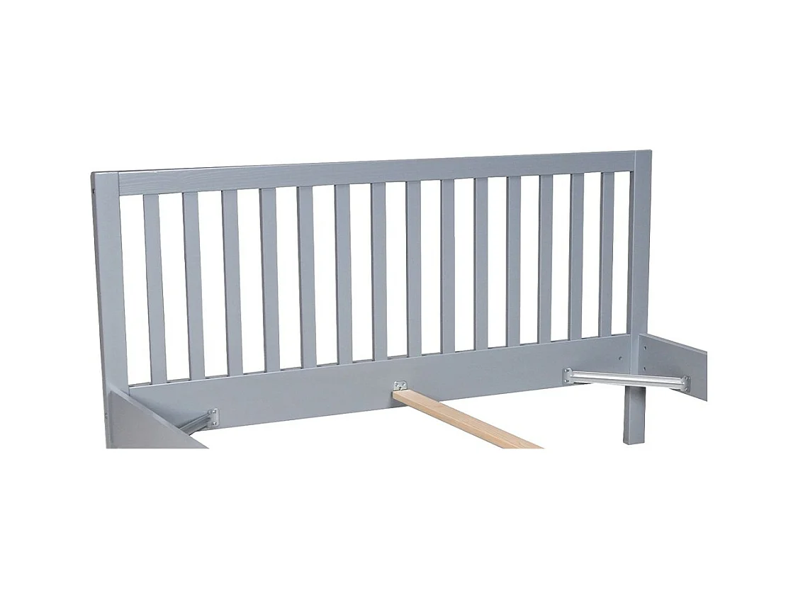 Lit 2 places 140x190cm Gris PARVI inclus sommier