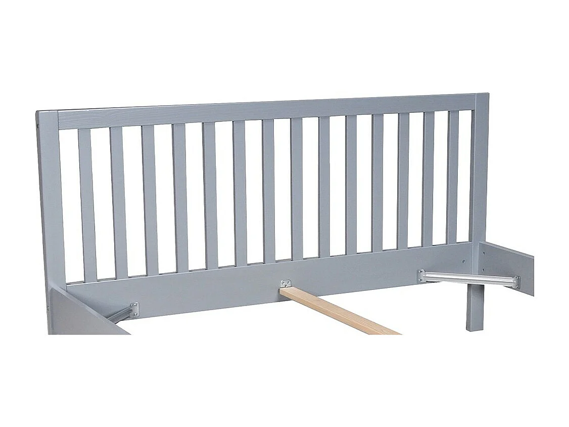 Lit 2 places 140x190cm Gris PARVI inclus sommier