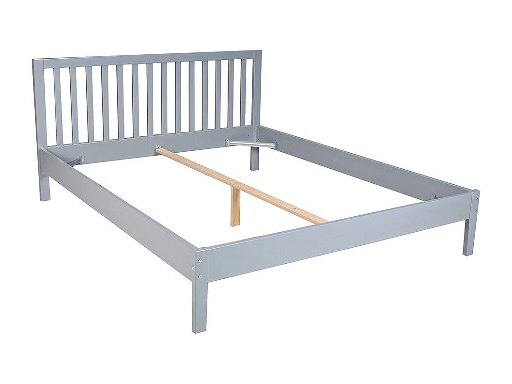 Lit 2 places 140x190cm Gris PARVI inclus sommier