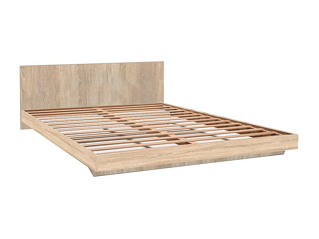 Lit 2 places 160x200cm couleur chêne LIFA inclus sommier et tête de lit