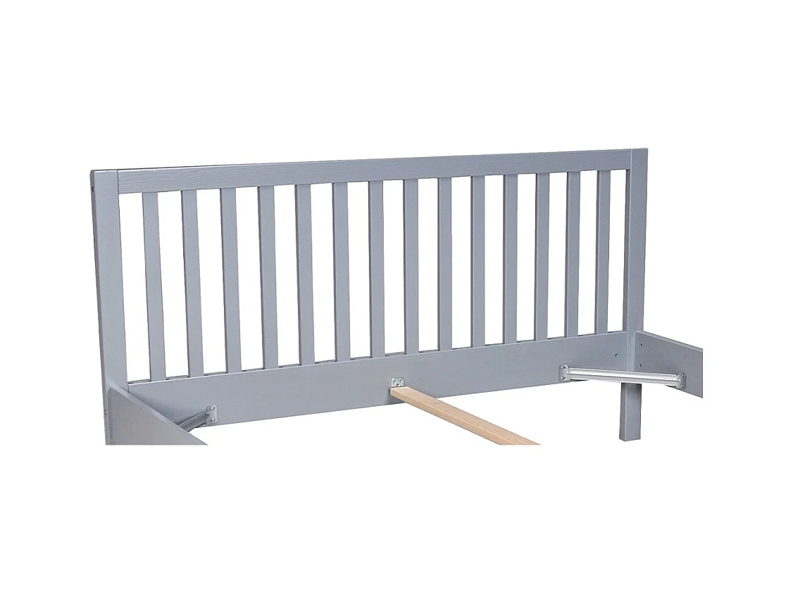 Lit 2 places 160x200cm Gris PARVI inclus sommier