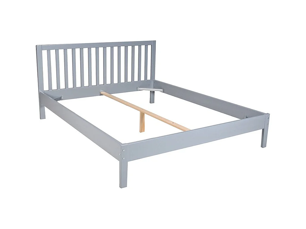 Lit 2 places 160x200cm Gris PARVI inclus sommier