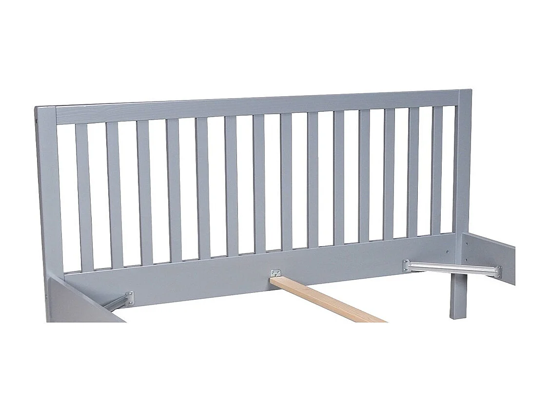 Lit 2 places 160x200cm Gris PARVI inclus sommier