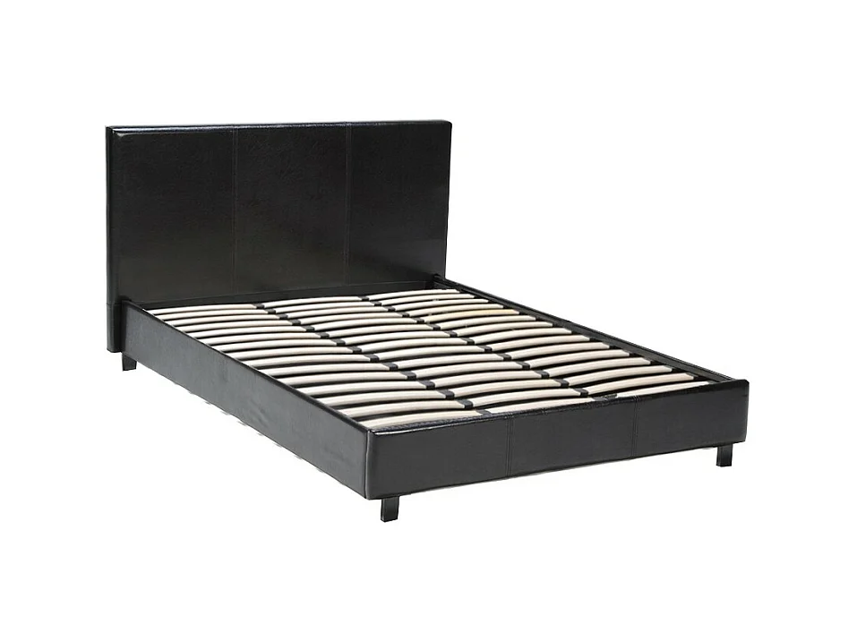 Lit 2 places 160x200cm noir avec sommier ALATA