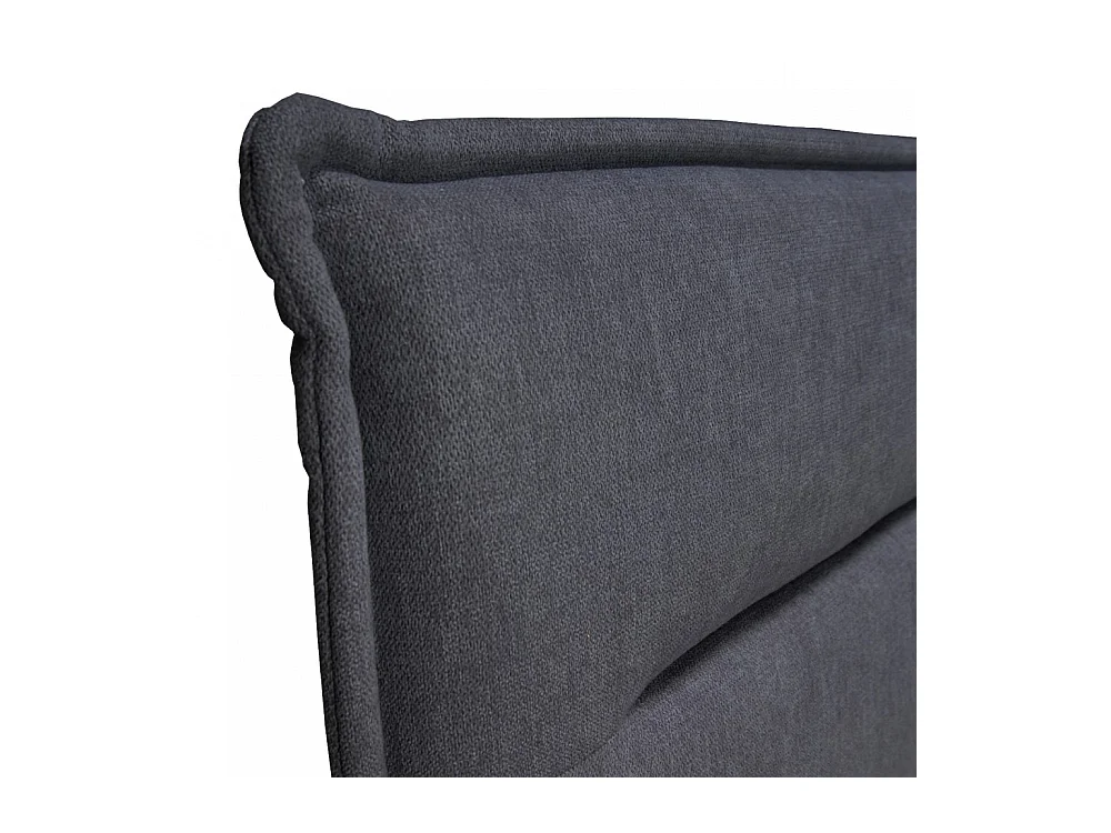 Lit 2 places 140x190cm tissu Gris foncé avec sommier LANEAU