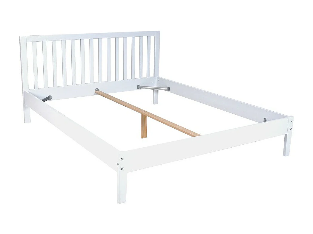 Lit 2 places 140x190cm Blanc PARVI inclus sommier